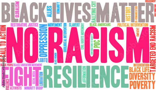 No Racism Word Cloud on a white background. 