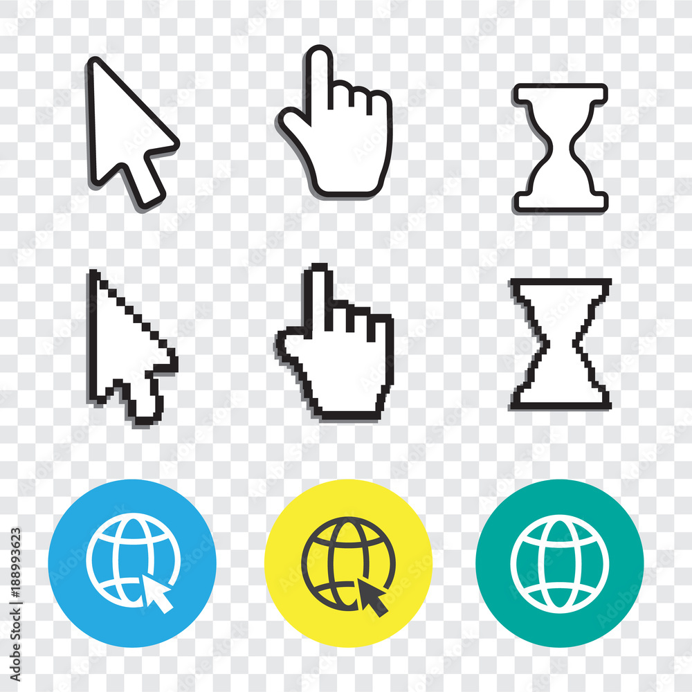 Pixel cursors icons mouse hand arrow. Mouse computer cursor. Hand arrow web cursor set Pixel cursors icons mouse hand arrow. Mouse computer cursor. Hand arrow web cursor set