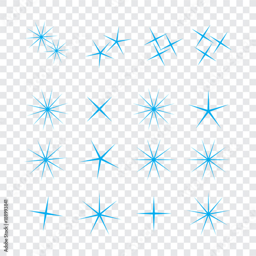 Sparkle lights stars set. Bright firework, decoration twinkle, shiny flash