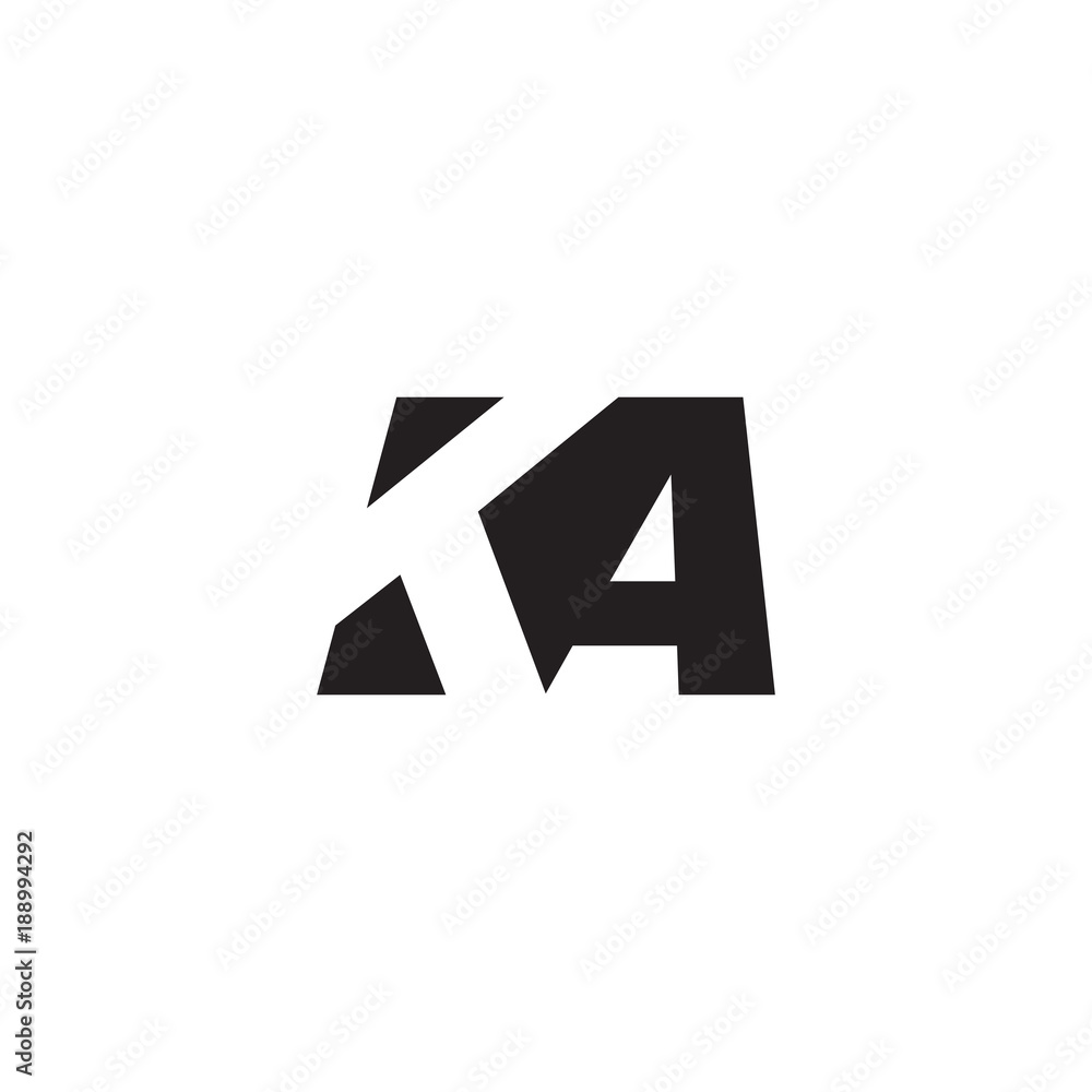 Initial letter KA, negative space logo, simple black color - obrazy, fototapety, plakaty 
