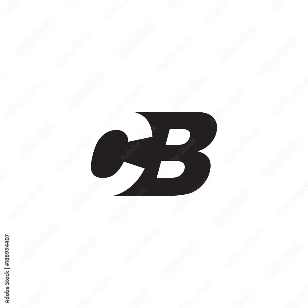 Initial letter CB, negative space logo, simple black color Initial letter CB, negative space logo, simple black color