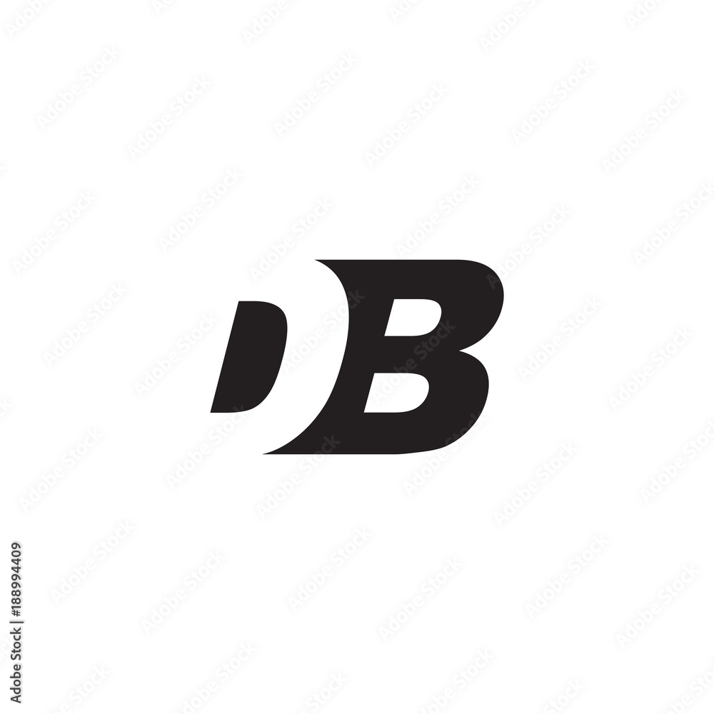 Initial letter DB, negative space logo, simple black color