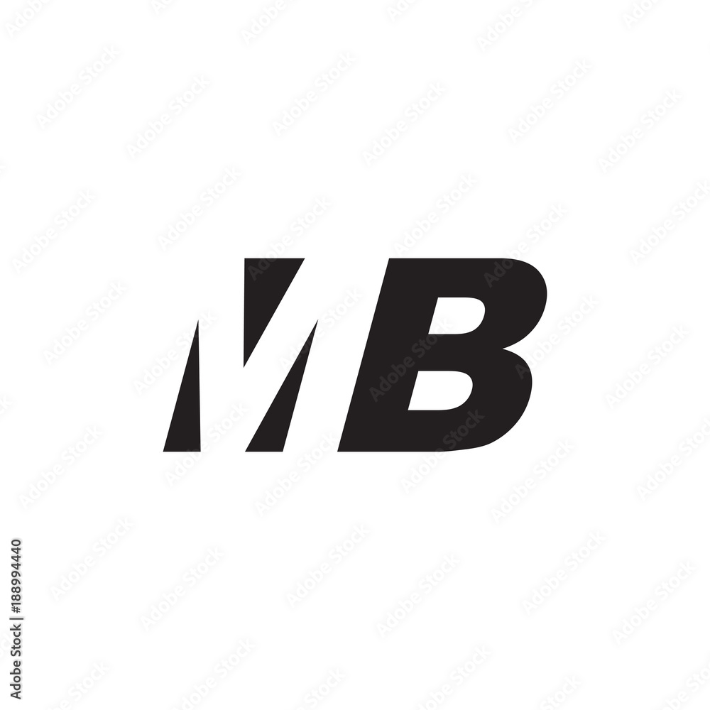 Initial letter MB, negative space logo, simple black color Initial letter MB, negative space logo, simple black color
