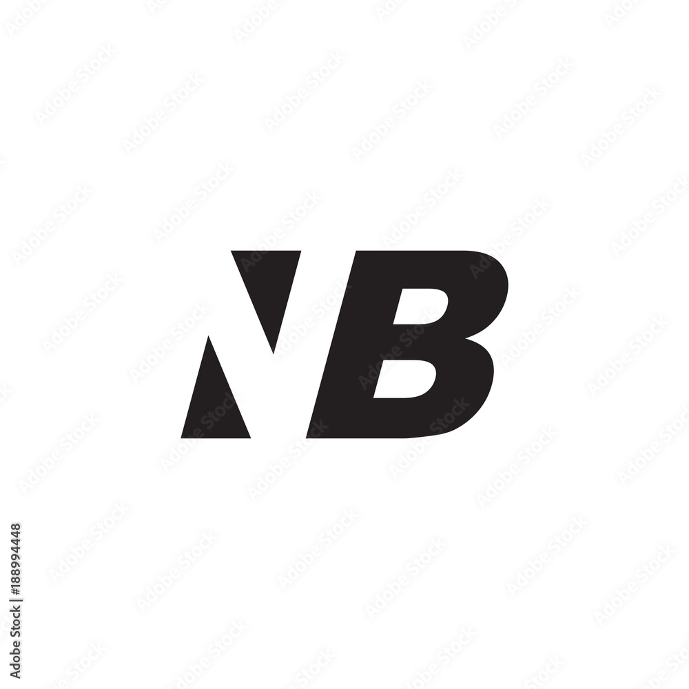 Initial letter NB, negative space logo, simple black color Initial letter NB, negative space logo, simple black color