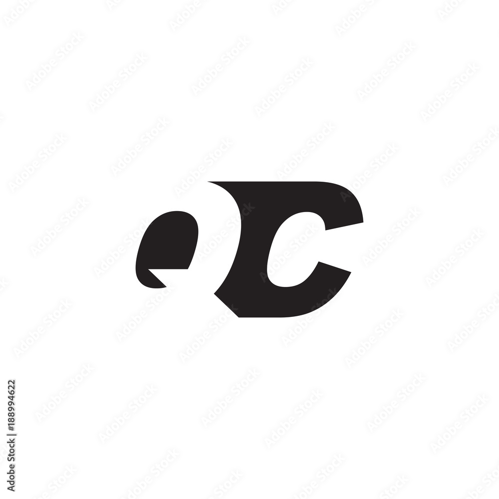 Initial letter QC, negative space logo, simple black color Initial letter QC, negative space logo, simple black color