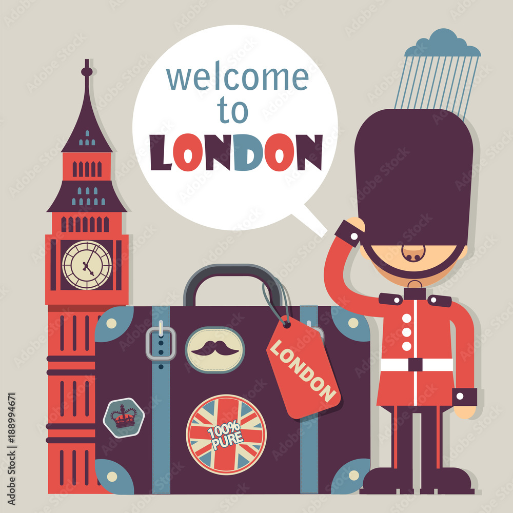 Fototapeta premium Londyn tło wektor płaski