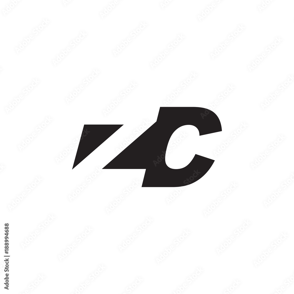 Initial letter ZC, negative space logo, simple black color Initial letter ZC, negative space logo, simple black color
