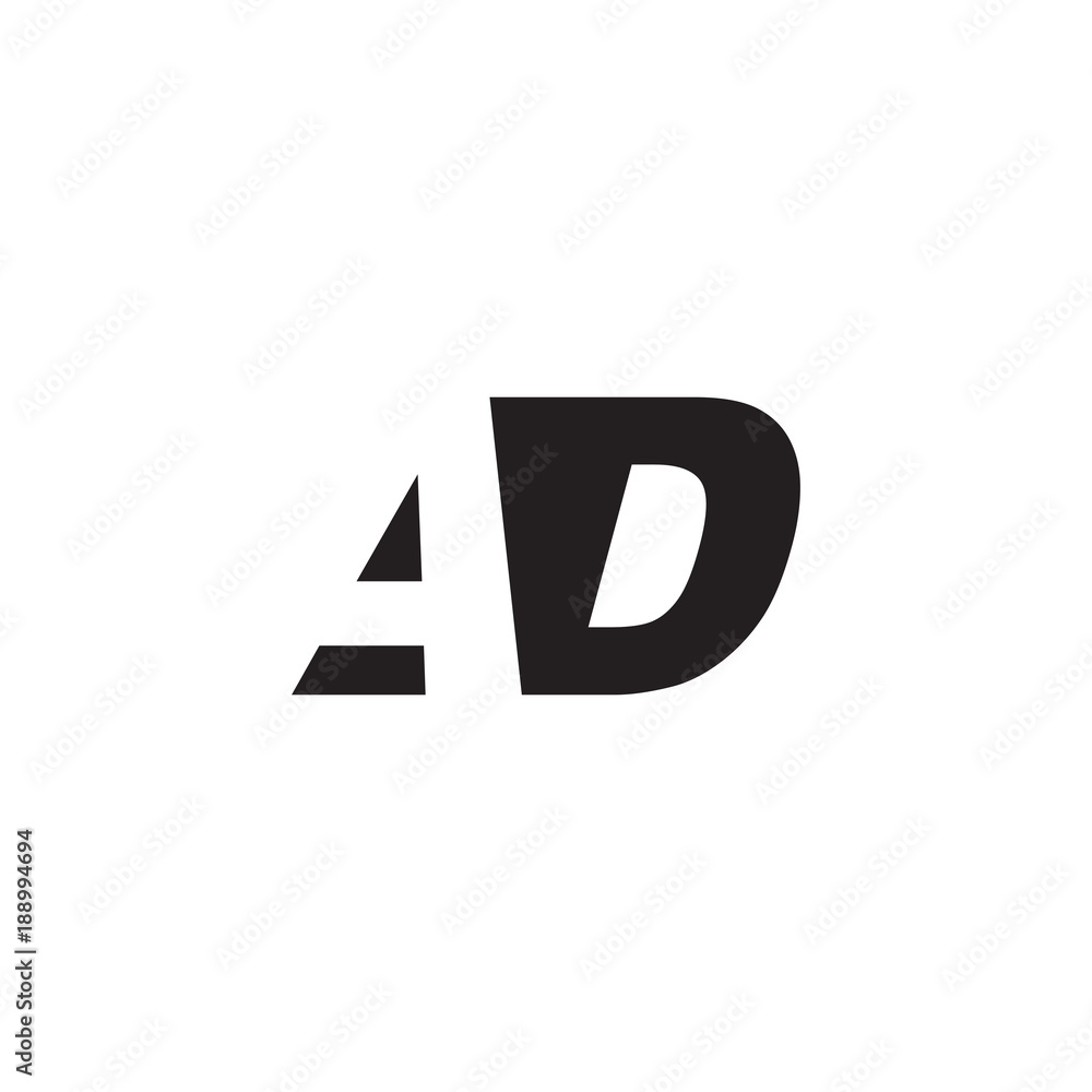 Initial letter AD, negative space logo, simple black color Initial letter AD, negative space logo, simple black color