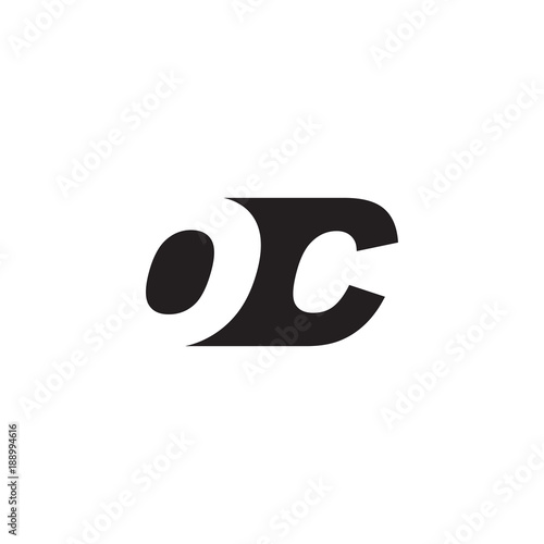 Initial letter OC, negative space logo, simple black color