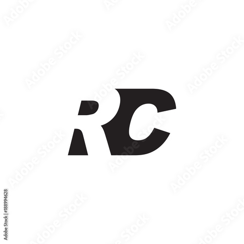 Initial letter RC, negative space logo, simple black color