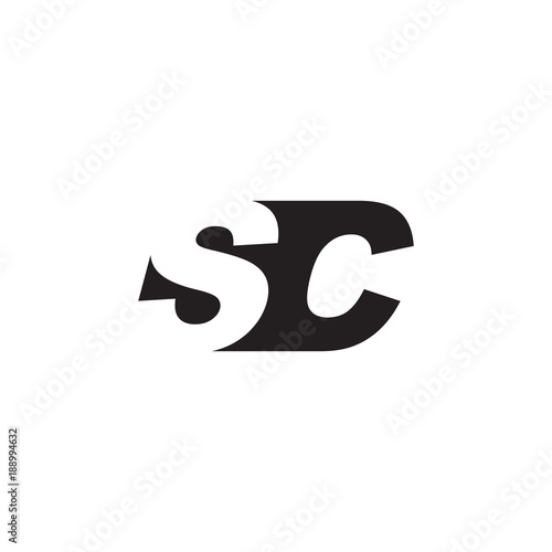 Initial letter SC, negative space logo, simple black color