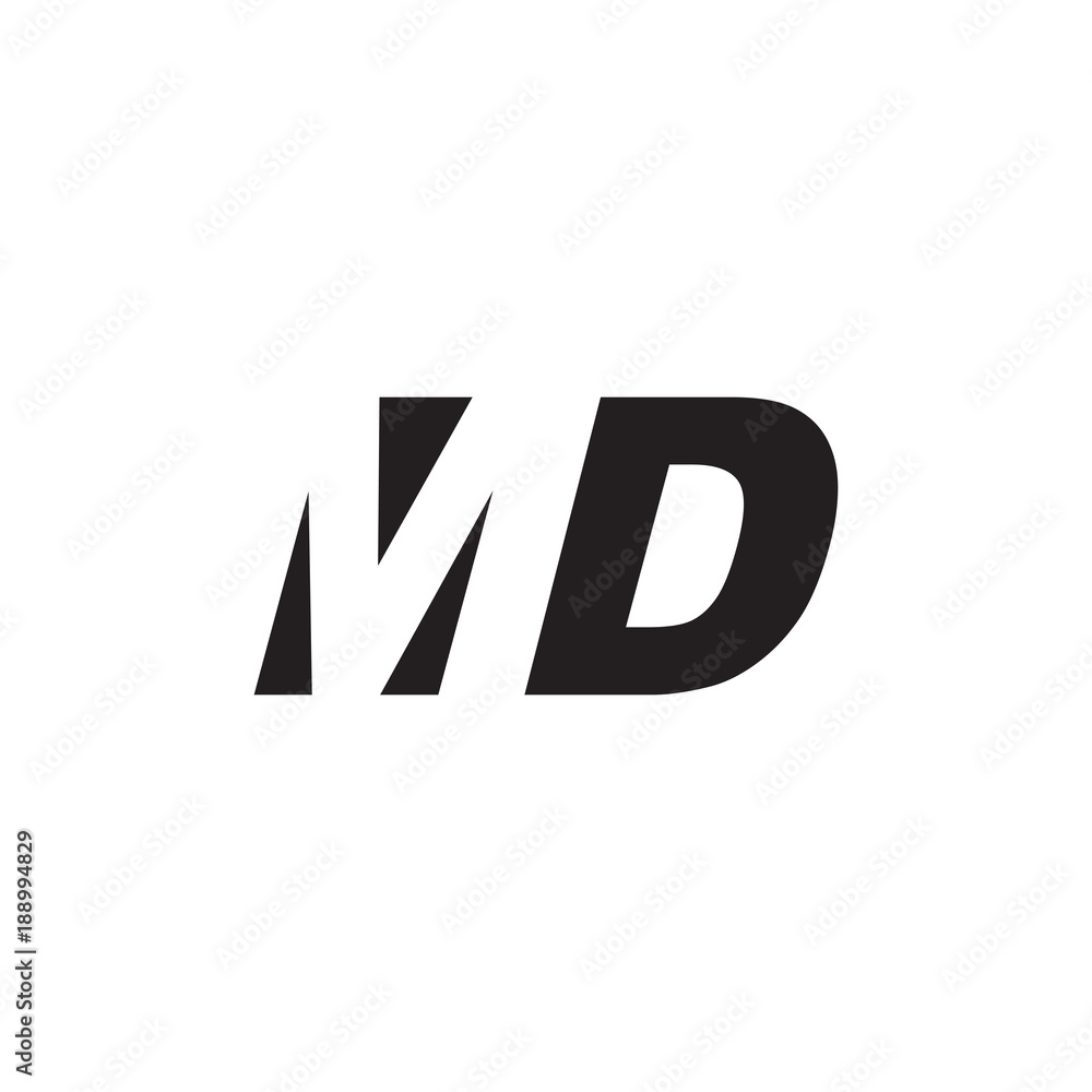 Initial letter MD, negative space logo, simple black color Initial letter MD, negative space logo, simple black color