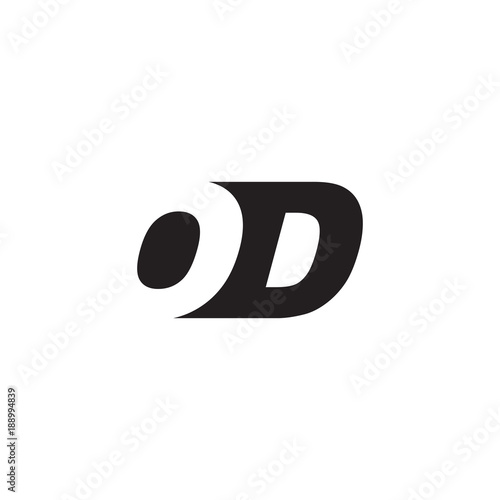 Initial letter OD, negative space logo, simple black color