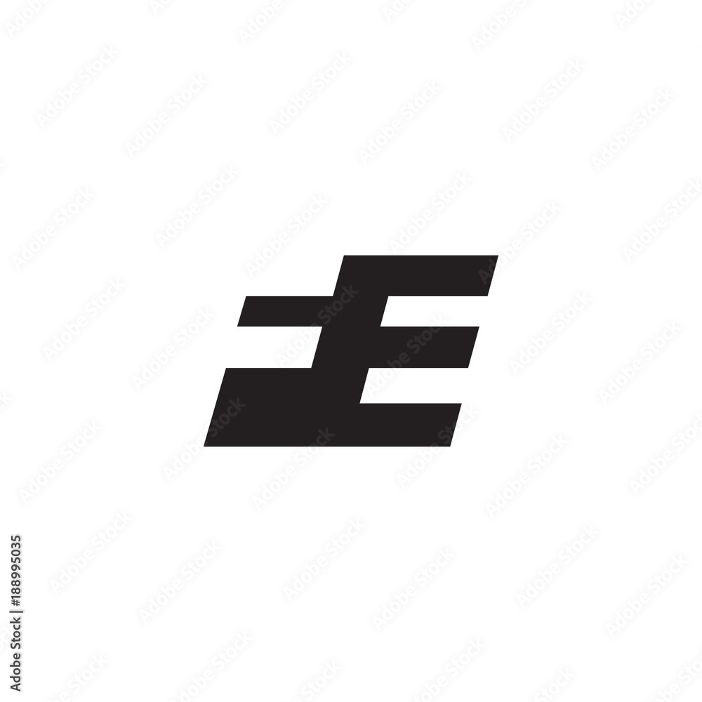Initial letter FE, negative space logo, simple black color Initial letter FE, negative space logo, simple black color