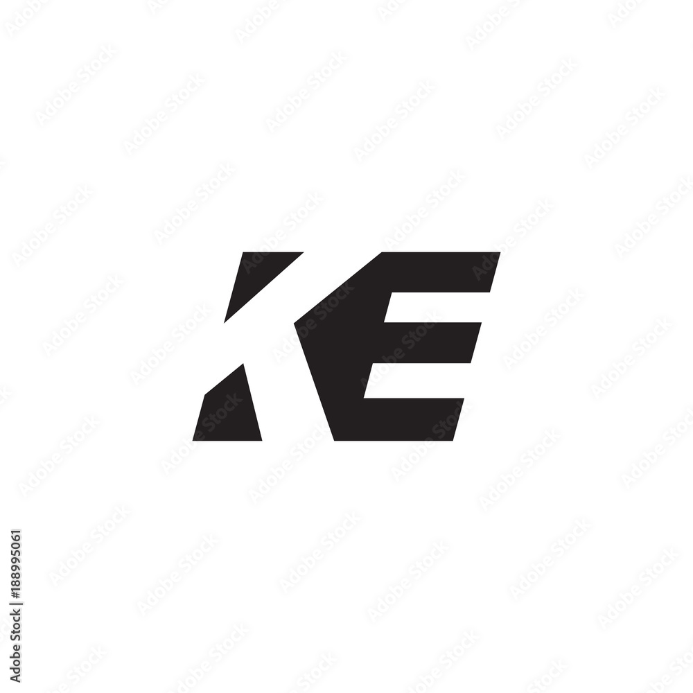 Initial letter KE, negative space logo, simple black color Initial letter KE, negative space logo, simple black color