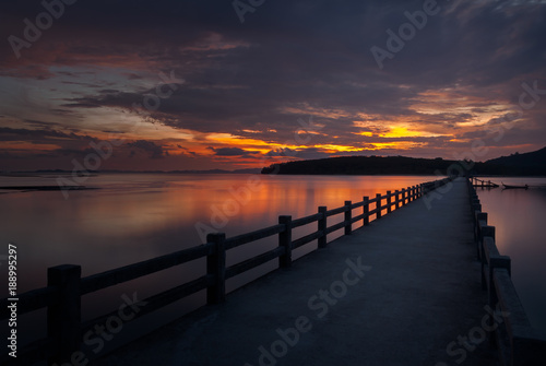 The bridge in beautiful view on sea at sunrise