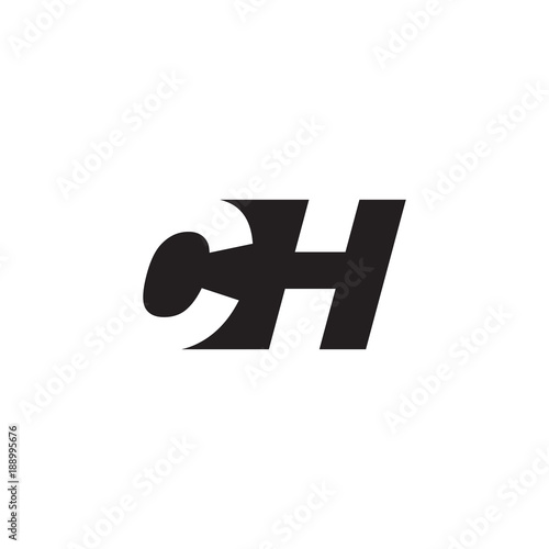 Initial letter CH, negative space logo, simple black color