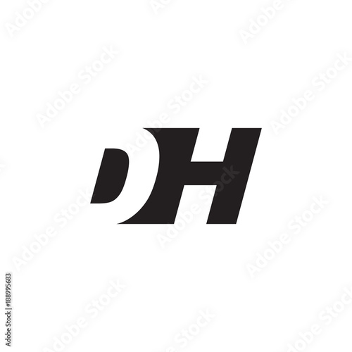 Initial letter DH, negative space logo, simple black color
