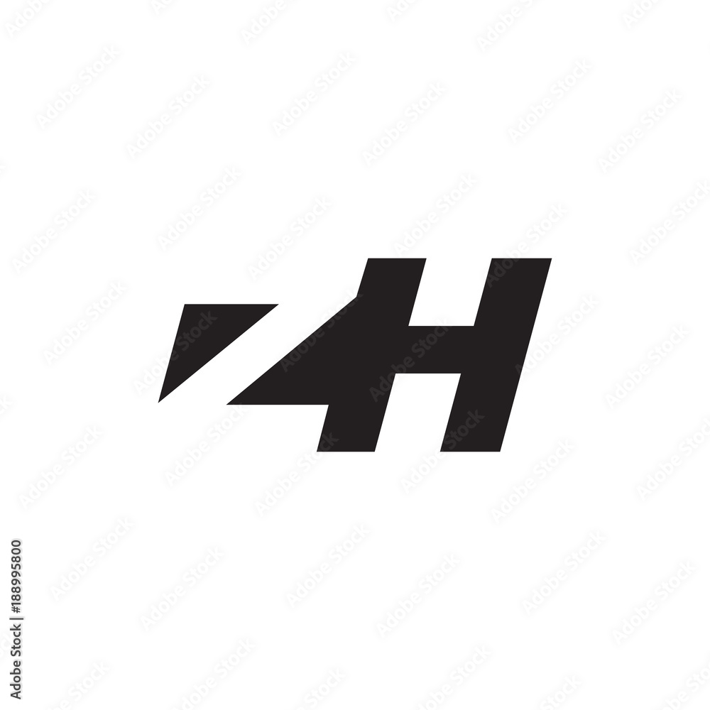 Initial letter ZH, negative space logo, simple black color Initial letter ZH, negative space logo, simple black color