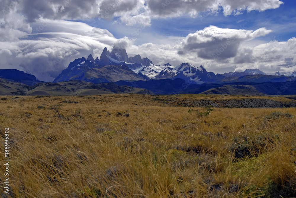 Mountain landscape and Mount Fitz Roy, Patagonia Argentina, South America