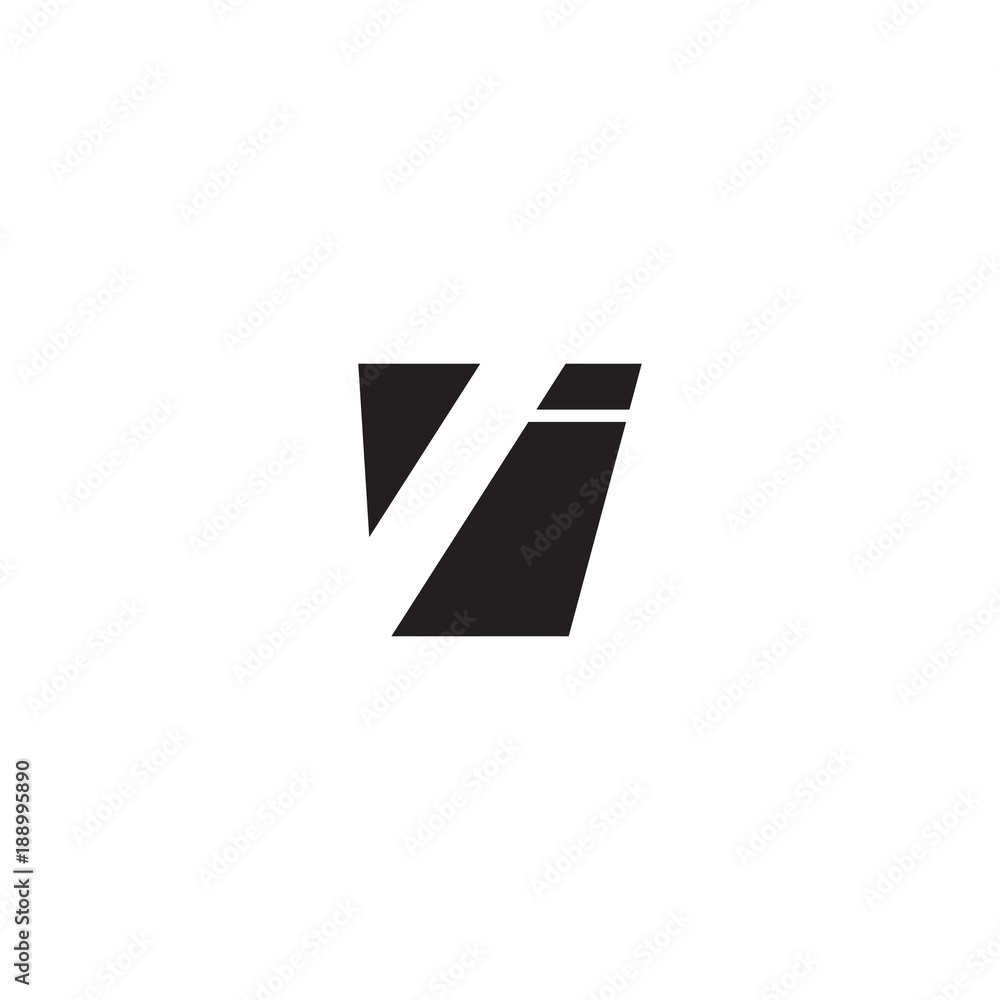 Initial letter VI, negative space logo, simple black color Initial letter VI, negative space logo, simple black color