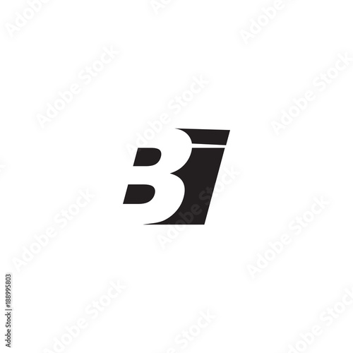 Initial letter BI, negative space logo, simple black color