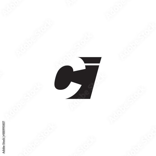 Initial letter CI, negative space logo, simple black color