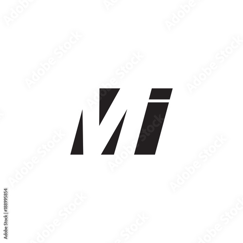 Initial letter MI, negative space logo, simple black color
