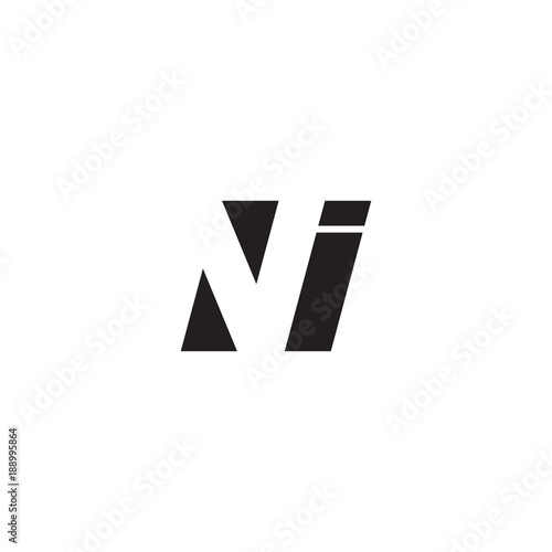 Initial letter NI, negative space logo, simple black color