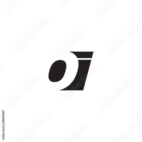 Initial letter OI, negative space logo, simple black color