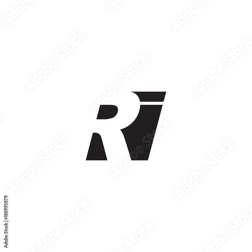 Initial letter RI, negative space logo, simple black color