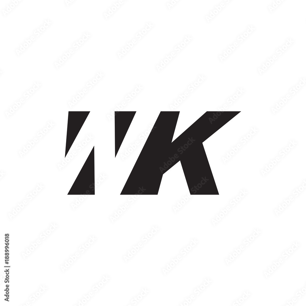 Initial letter WK, negative space logo, simple black color Initial letter WK, negative space logo, simple black color