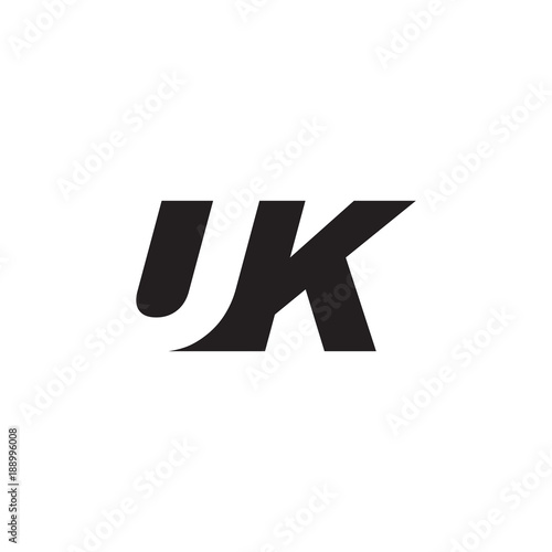 Initial letter UK, negative space logo, simple black color