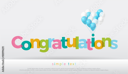 congratulations colorful with balloons on white background. congratulations logo design for poster banner template. vector illustrator