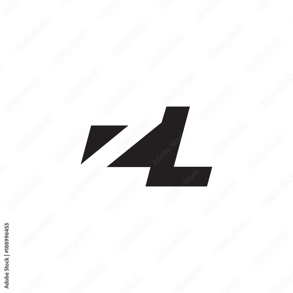 Initial letter ZL, negative space logo, simple black color Initial letter ZL, negative space logo, simple black color