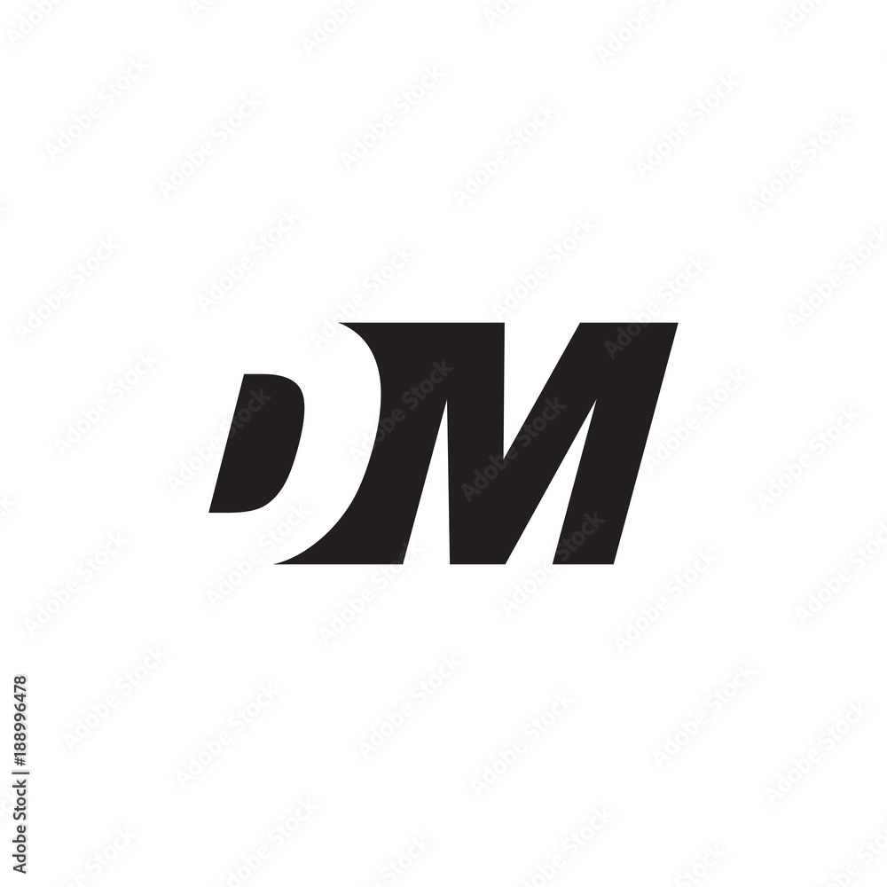 Initial letter DM, negative space logo, simple black color