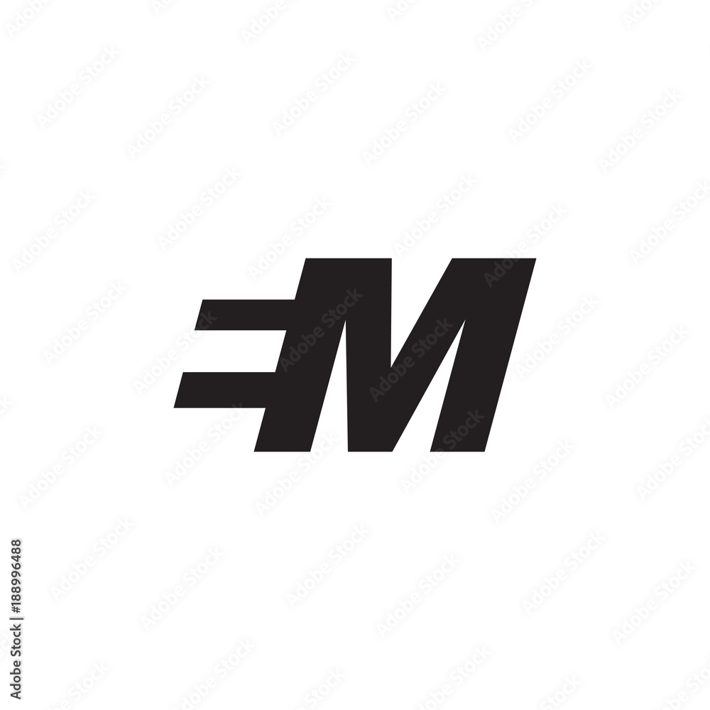 Initial letter EM, negative space logo, simple black color