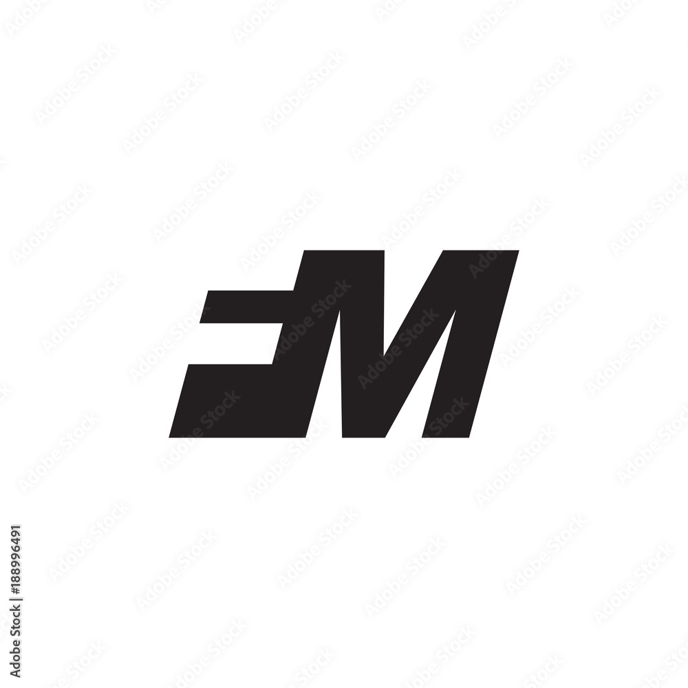 Initial letter FM, negative space logo, simple black color Initial letter FM, negative space logo, simple black color