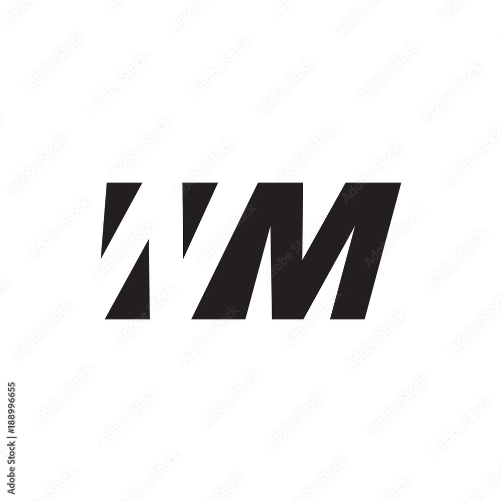 Initial letter WM, negative space logo, simple black color Initial letter WM, negative space logo, simple black color