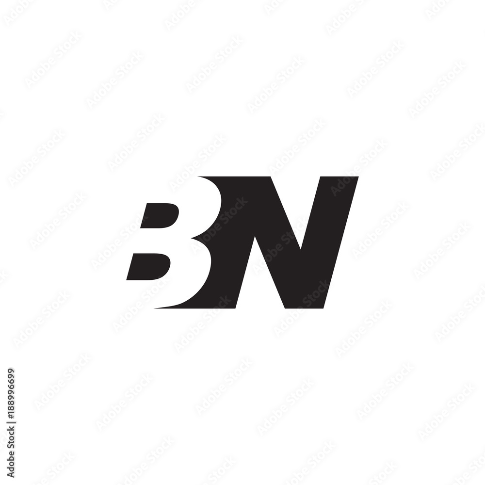 Initial letter BN, negative space logo, simple black color Initial letter BN, negative space logo, simple black color