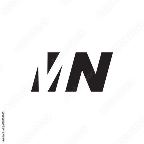Initial letter MN, negative space logo, simple black color