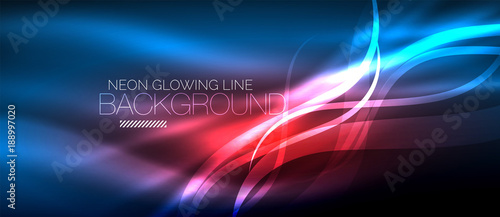 Neon blue elegant smooth wave lines digital abstract background