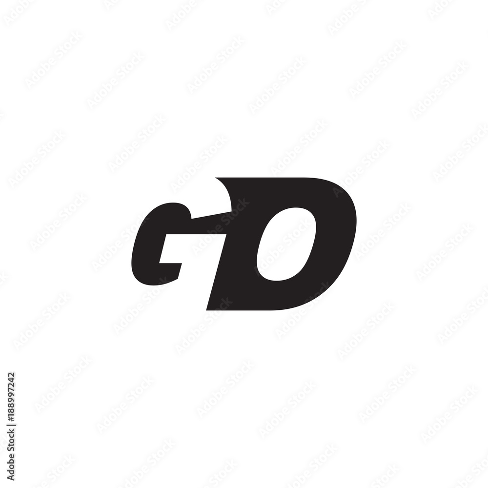Initial letter GO, negative space logo, simple black color Initial letter GO, negative space logo, simple black color