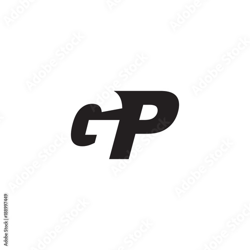 Initial letter GP, negative space logo, simple black color