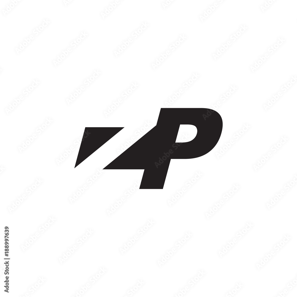 Initial letter ZP, negative space logo, simple black color Initial letter ZP, negative space logo, simple black color
