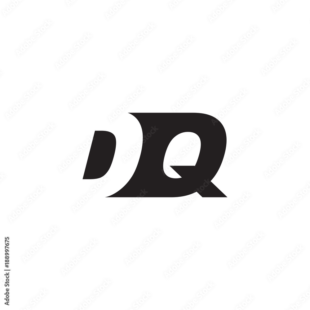 Initial letter DQ, negative space logo, simple black color Initial letter DQ, negative space logo, simple black color