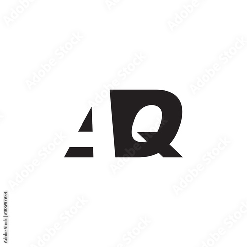 Initial letter AQ, negative space logo, simple black color