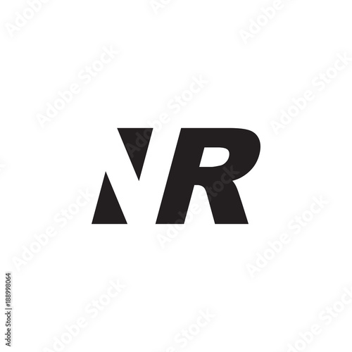 Initial letter NR, negative space logo, simple black color