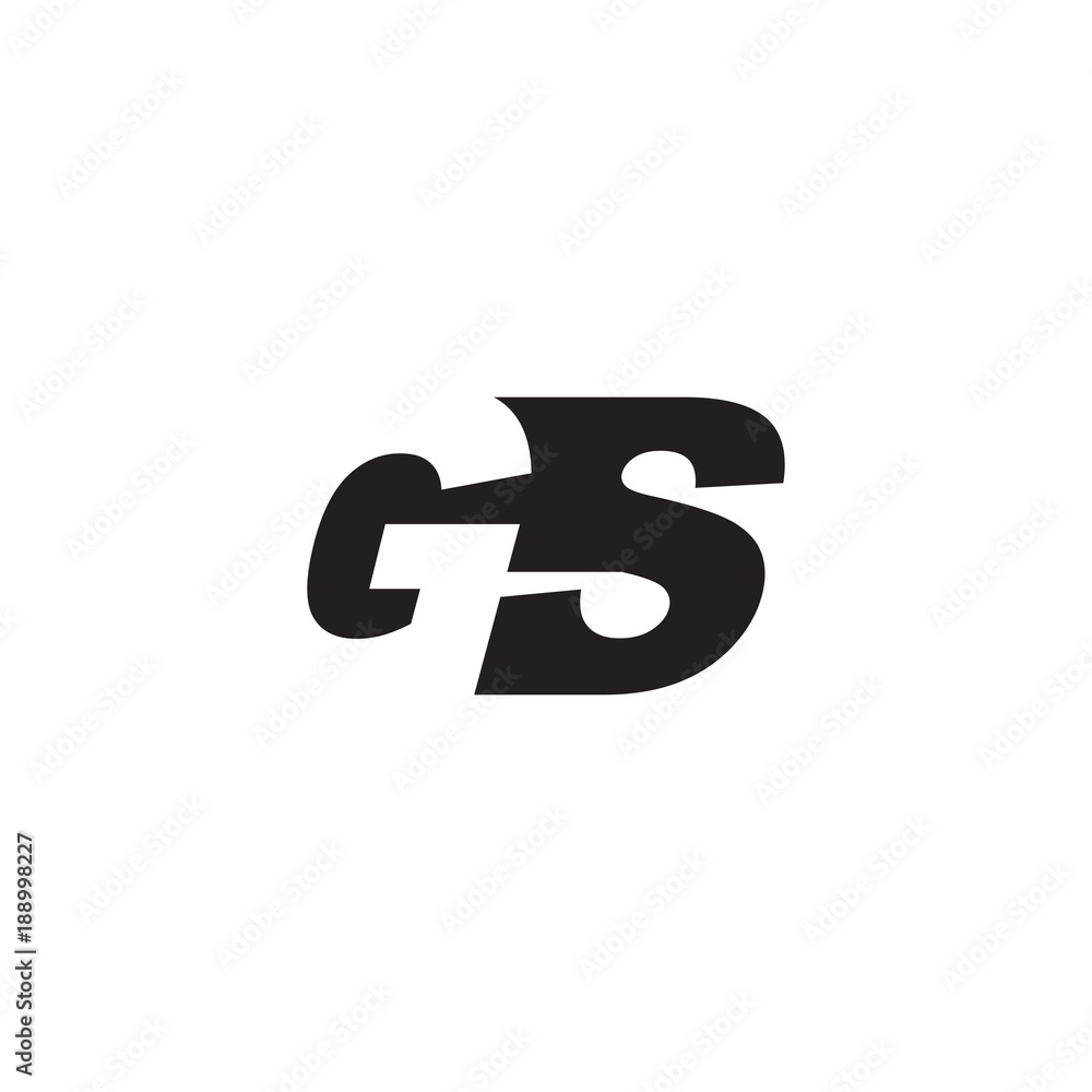 Initial letter GS, negative space logo, simple black color Initial letter GS, negative space logo, simple black color