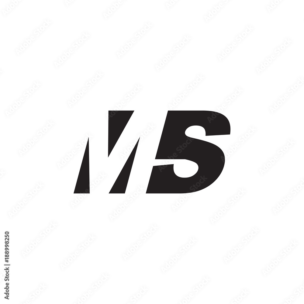 Initial letter MS, negative space logo, simple black color Initial letter MS, negative space logo, simple black color